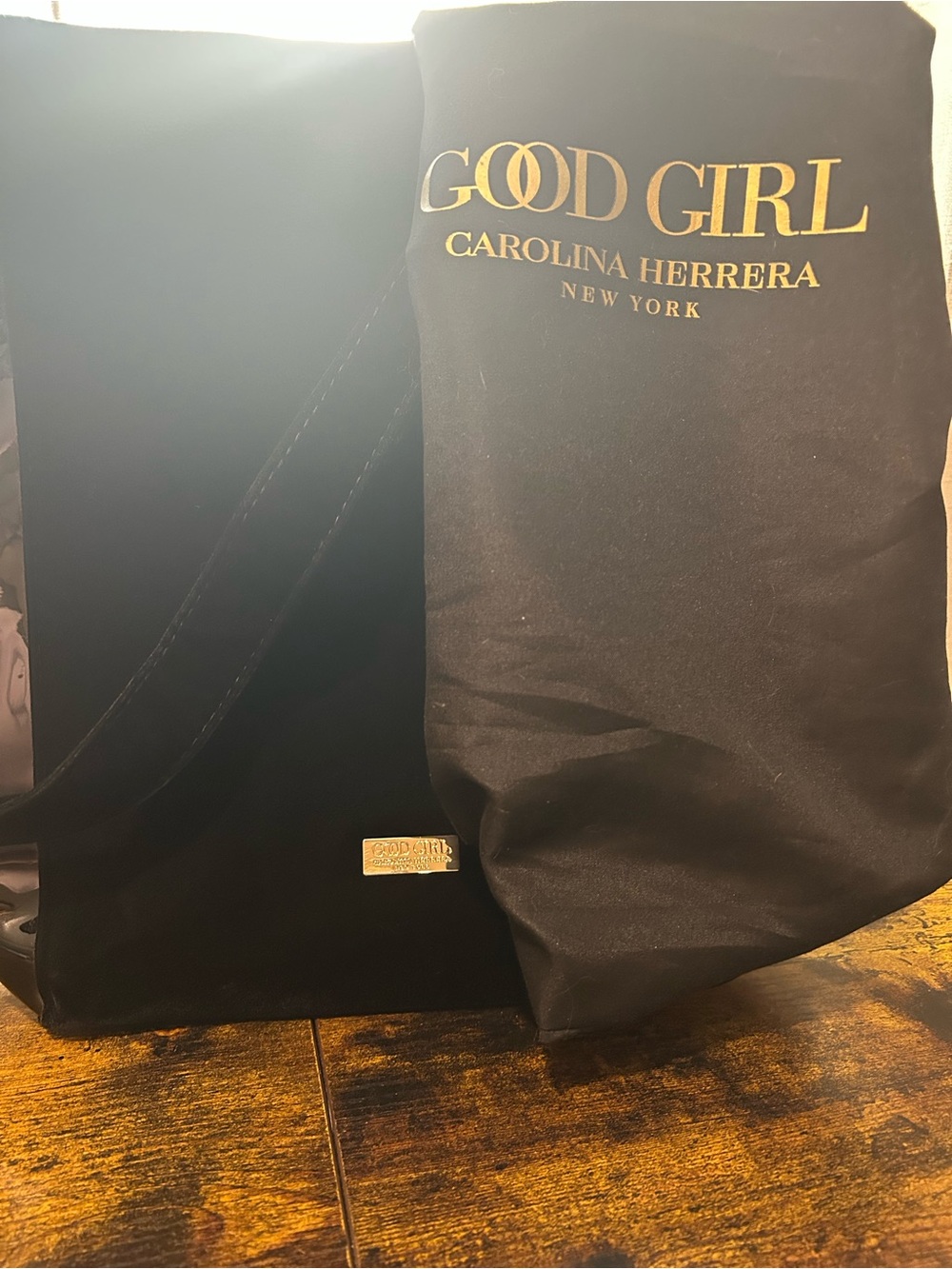 Carolina Herrera Good Girl Black Velvet Patent Tote Bag NWOT